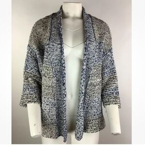 Vince Sz M/L Chunky Knit Open Face Cardigan Blue Gray Dolman Sleeve Casual